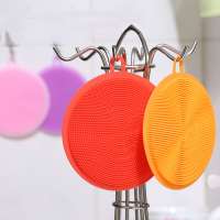 7 Color round kitchen silicone dishwashing brush tool